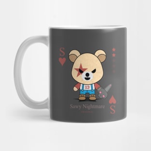 Sawy Nightmare Evil bear chainsaw cute scary cool Halloween card Mug